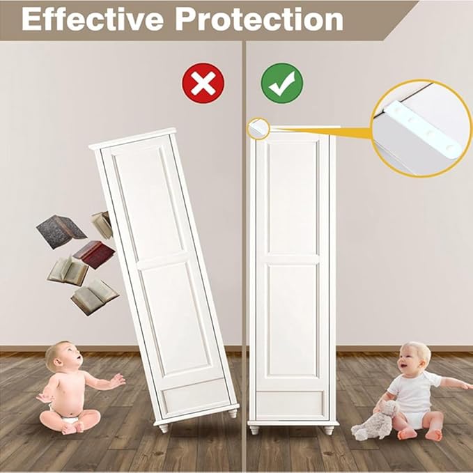 Furniture Anchors Small Aesthetic Earthquake Straps for Furniture Dresser Wall Anti-Tip Furniture Safety Anchor to Childproof and Babyproof Your Home Holds Up to 500 Pound (White, 4.8 in)