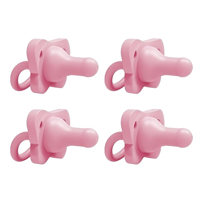 Dr. Brown's HappyPaci 100% Silicone Baby Pacifier, Contoured One-Piece Design, Blue, 0-6m, BPA-Free, 4 Pack