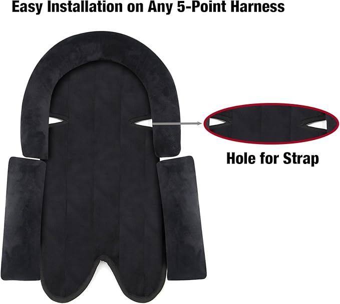 PandaEar Baby Head Support for Car Seat,3 in 1 Infant Head Neck Body Support Soft Insert Cushion Pad for CarSeat, Strollers, Bouncer (Black & Grey)