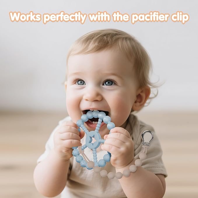 Baby Teething Toys 3-12 Months - Loviomad 3 Pack Ring Teether Baby Toys, Newborn Infant Essentials, Food Grade Silicone Teething Toys for Babies 6-12 Months, Shower Gifts Teething Relief (Girl/Boy)