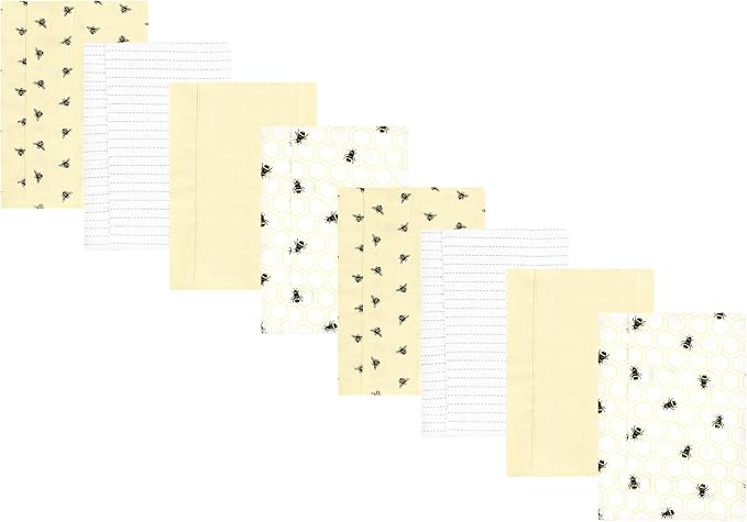 Hudson Baby Cotton Poly Flannel Burp Cloths Multipack, Honey Bee 8-Pack, One Size