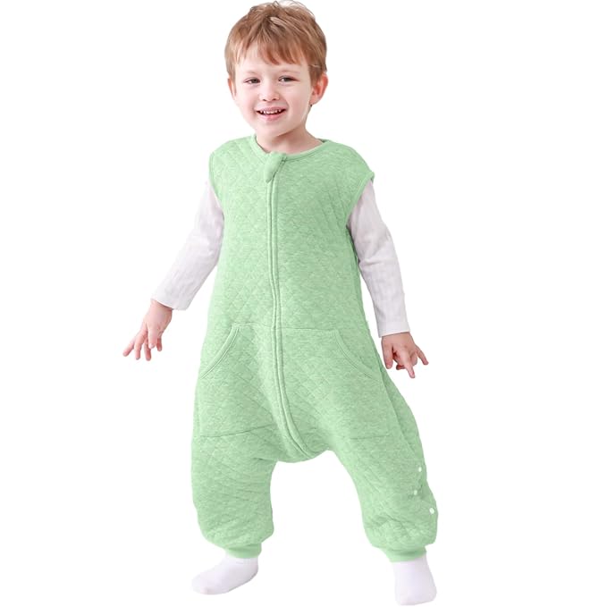 HOMEAL 1.0 TOG Toddler Sleep Sacks, Sleeveless Baby Sleep Sack with Feet, Breathable Toddler Wearable Blanket, 2T-3T, Sage