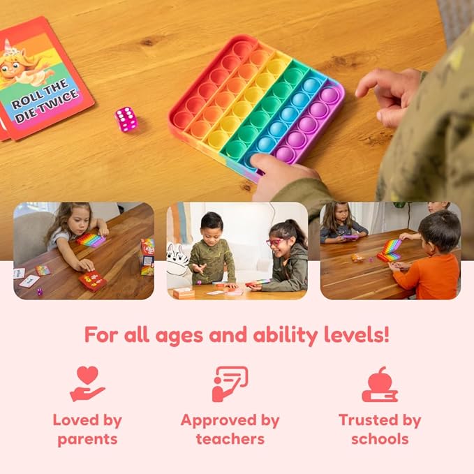 THE FIDGET GAME Sight Words - Reading Flashcards and Pop Fidget Toys for Kids K to Second Grade - Learning Activities and Games for High-Frequency Dolch Sight Words - Includes Mats and Dice