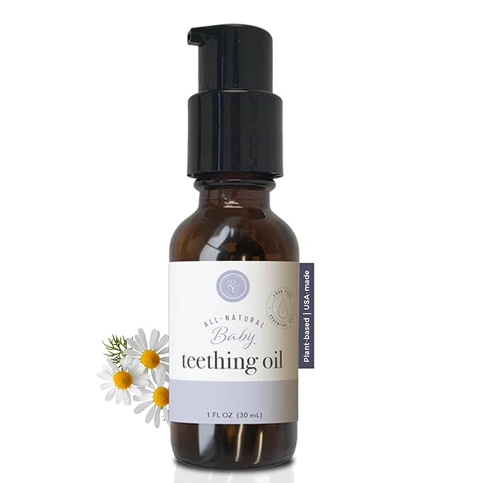 Rowe Casa Organics Baby Teething Oil, Natural Baby Teething Relief with Chamomile and Copaiba, Naturally Relieving and Soothing to Help Ease Discomfort, 1 Fl Oz