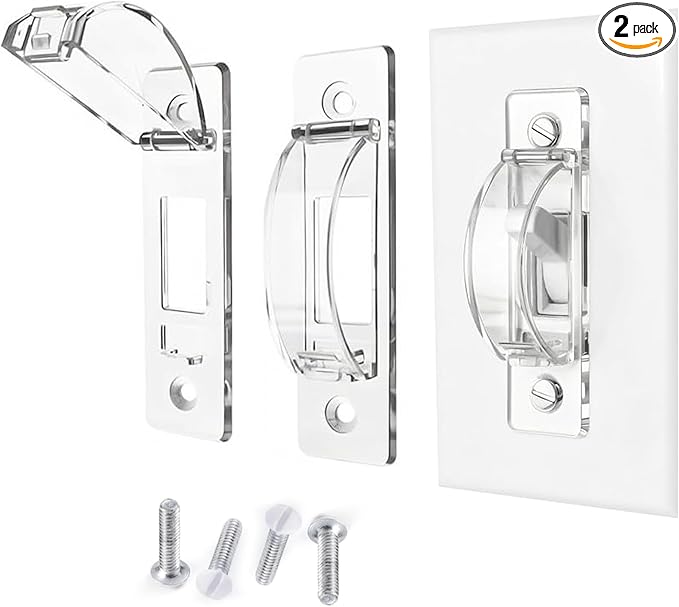 Light Switch Guard, 2 Pack Clear Light Switch Lock, Light Switch Cover Guard, Child Proof Light switch cover, Prevent Children and Adults from Accidentally Turning Your Lights on or off
