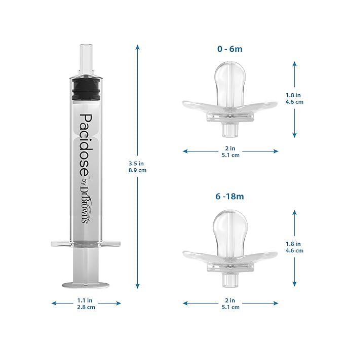 Dr. Brown's Pacidose Liquid Medicine Dispenser for Babies and Toddlers, Oral Syringe and Two Bulb Sizes, 0-6 m and 6-18 m, BPA-Free