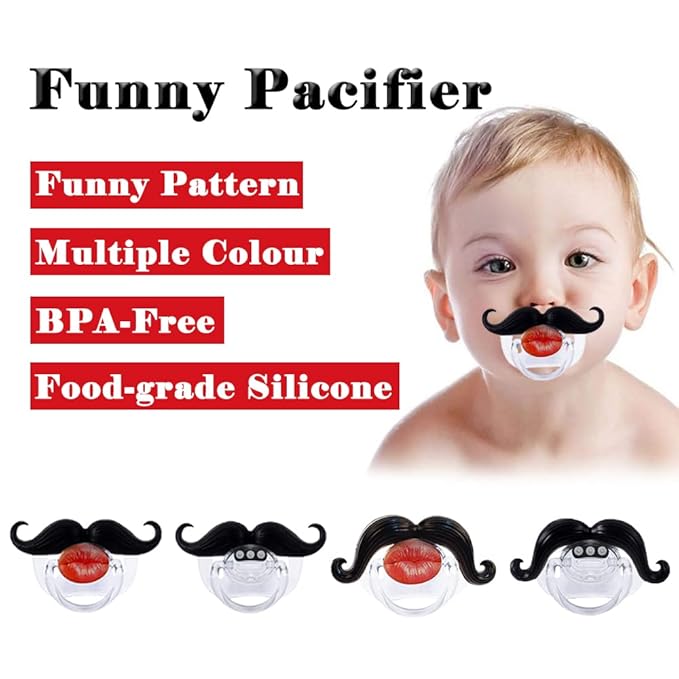 Mustache Pcifiers for Babies 0-6 Months, Newborn Mustache Pacifier,Pacifier with MustacheTeeth Binky,Gift Pacifiers for Boys and Girls (Colors-03)