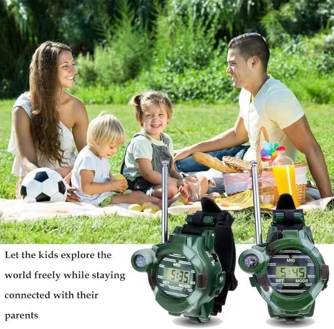 Walkie Talkie for Kids,Walkie Talkies Watch Spy Army Toys Gifts for Children,Two-Way Radio Walky Talky Watches with Flashlight Children Outdoor Game Interphone Toy Game(2 Pack)