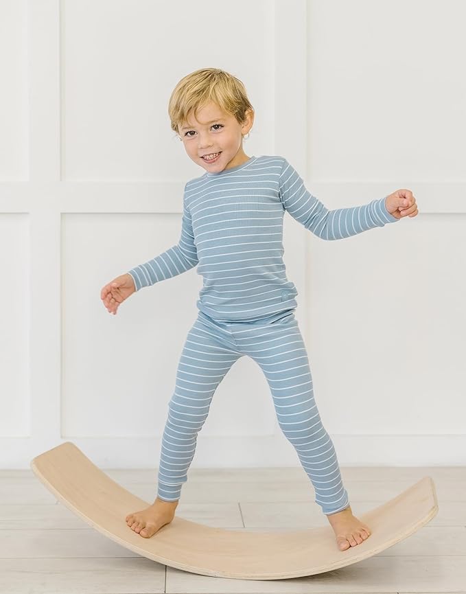 moimoln Stripe Pajamas Set 12M-8Y Ribbed Unisex Baby & Toddler, Soft Viscose, Snug-Fit, Everyday Sleepwear