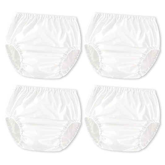Joyo roy 4Pcs White Diaper Covers for Girls Training Pants Boys Cloth Diaper Cover for Swimming Rubber Training Pants for Toddlers Plastic Underwear for Potty Training Waterproof Rubber Underwear 5T