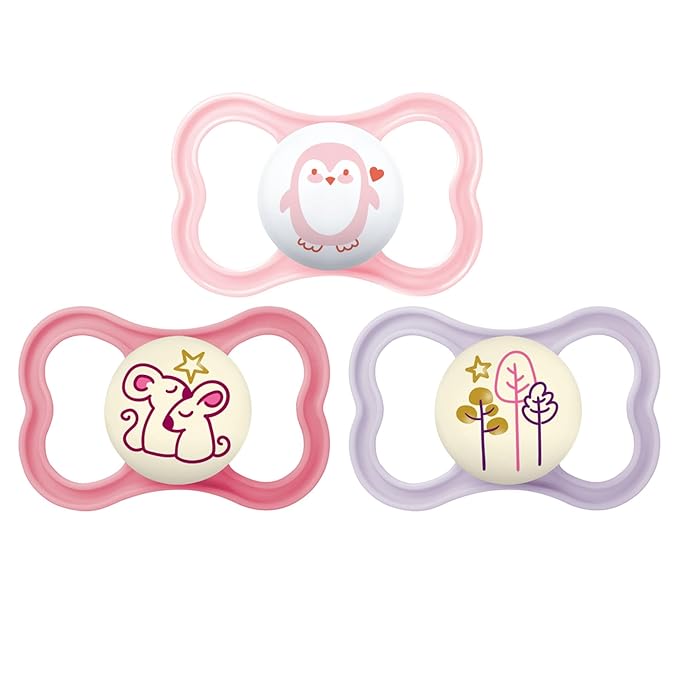 MAM Air Pacifier for Babies 6-16 Months, Extra Air Flow for Sensitive Skin, Glows in The Dark, Developed with Medical Experts, BPA-Free Skin Soft Silicone, 3 Count, Made in Europe