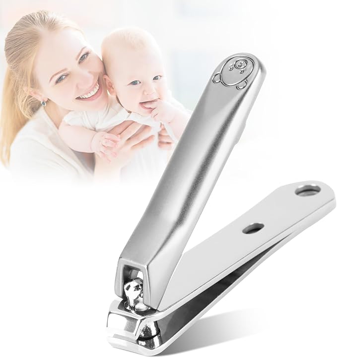 Kids Nail Clippers for Infants, Toddlers and Kids, Small Jaw Nail Trimmer, Precision Grooming Tool for Baby’s Tiny Fingernails and Toenails, Stainless Steel Clippers for Child Care (Silver)