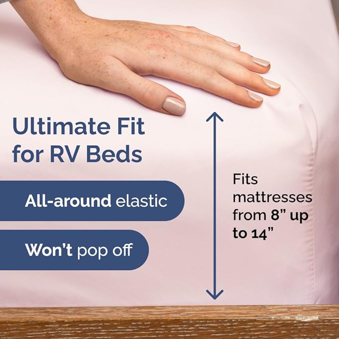 RV Short Queen Sheet Set 60 X 75 - 4 Piece RV Short Queen Bed Sheets - Soft, Breathable & Cooling - Designed for Bunks, Trailers & Campers - Fits 8” to 12" Mattress - Luxury Bedding - Lavender Pink