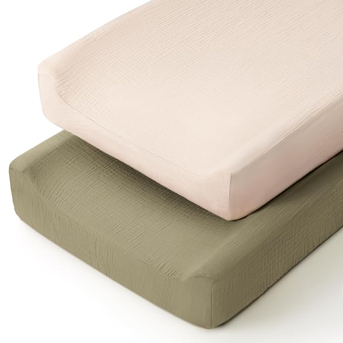 lulumoon Muslin Changing Pad Cover: Baby Diaper Changing Table Pad Cover - Changing Pad Sheets for Girls Boys