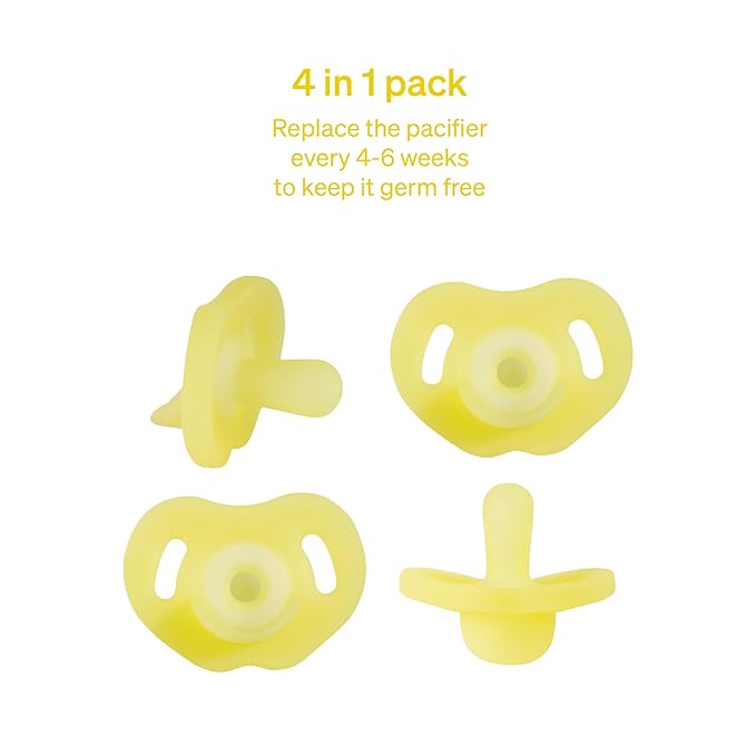 Full-Silicone Pacifier by LoveNoobs, 4 Pack, Pacifiers 0-6 Months, Baby Starter Kit, Newborn Silicone Dummy, Orthodontic, Teething Soothers, Newborn Gift