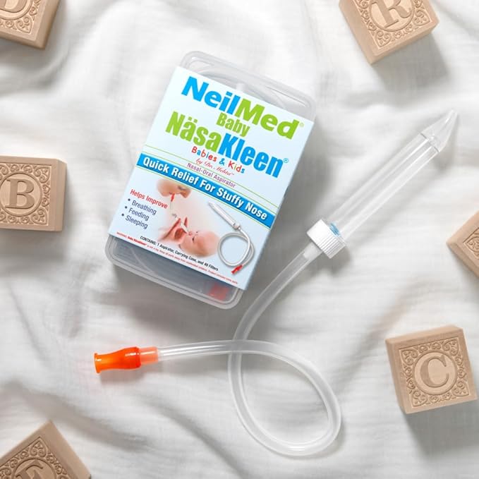 NeilMed Baby NasaKleen Nasal-Oral Aspirator with 49 Hygiene Filters and a Convenient Storage Travel Case