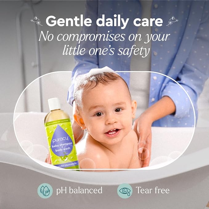 Puracy Baby Shampoo & Body Wash for Children - Pure Ingredients with 12 Fruit & Vegetable Extracts for Silky Smooth Skin, Gentle Lavender Chamomile Aroma, Shampoo, Baby Body Wash 12 Oz (2-Pk)