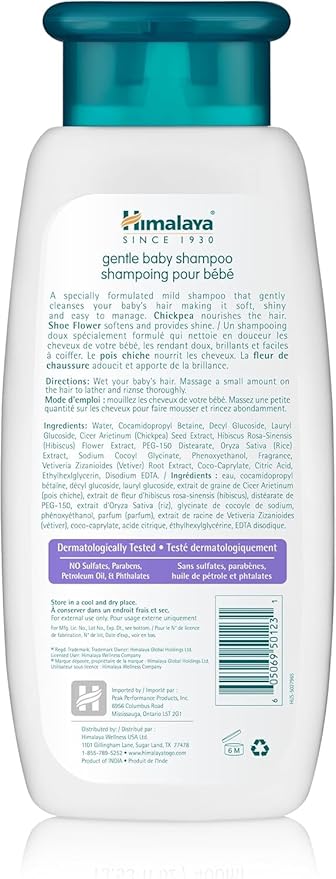 Himalaya Gentle Baby Shampoo for Baby-Soft Hair & Scalp Soothing Moisture, 13.53 oz, 3 Pack