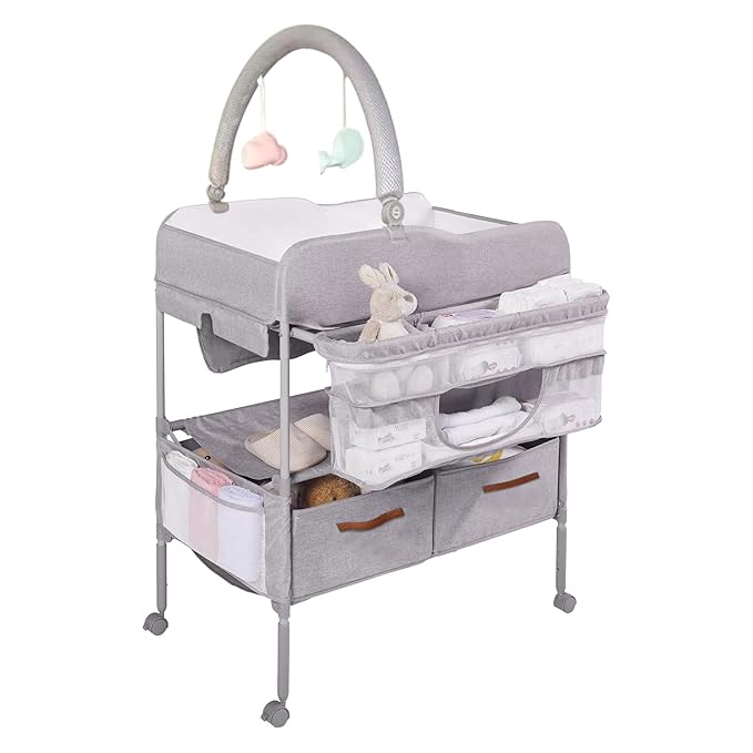 TOMBOOS Versatile Folding Changing Table.Portable Changing Table for Baby.Baby Changing Table.Highly Adjustable.2 Storage Baskets. Portable Changing pad.Diaper Changing Station.