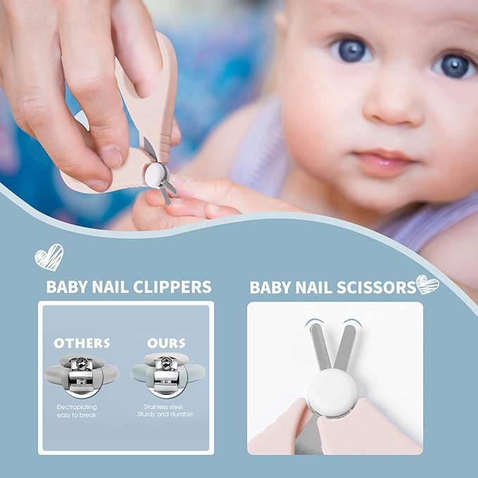 6-in-1 Baby Grooming Set, Natural Wooden Hairbrush and Comb, Nail Clippers,Nail Scissors, Nail File and Tweezers for Kids and Newborns in Nice Gift Box