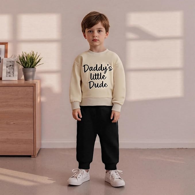 Baby Boy Fall Clothes Set Long Sleeve Letter Print Sweatshirt Pants Toddler Infant Outfits 6 12 18 24 Months 2T