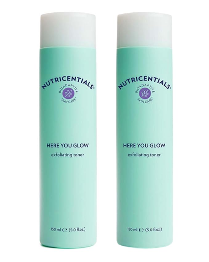 Nu Skin Here You Glow Face Exfoliator Toner | Toner for face with water, Salicylic Acid, Glycolic Acid & Hydroxy Acid Blend | Unclog Pores, Prevent Acne, Smooth & Hydrate your skin | 150 ml | 2 Pack