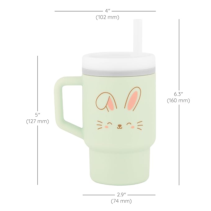 Infantino My 1st Tumbler, Silicone Sippy Cup with Straw & Handle, Spill-Resistant Baby Cup for On-the-Go, BPA-Free Transition Bottle, Bunny