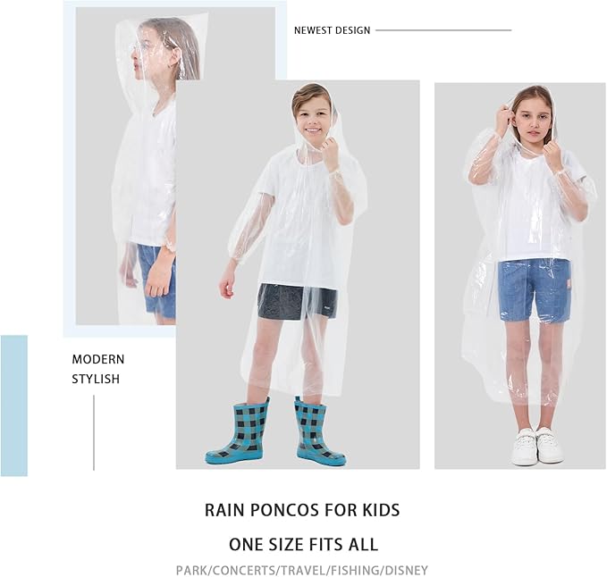 Disposable Rain Ponchos Family 6 Pack/Adults 4-10 Pack/Kids 6 Pack-50% Thicker with Sleeve