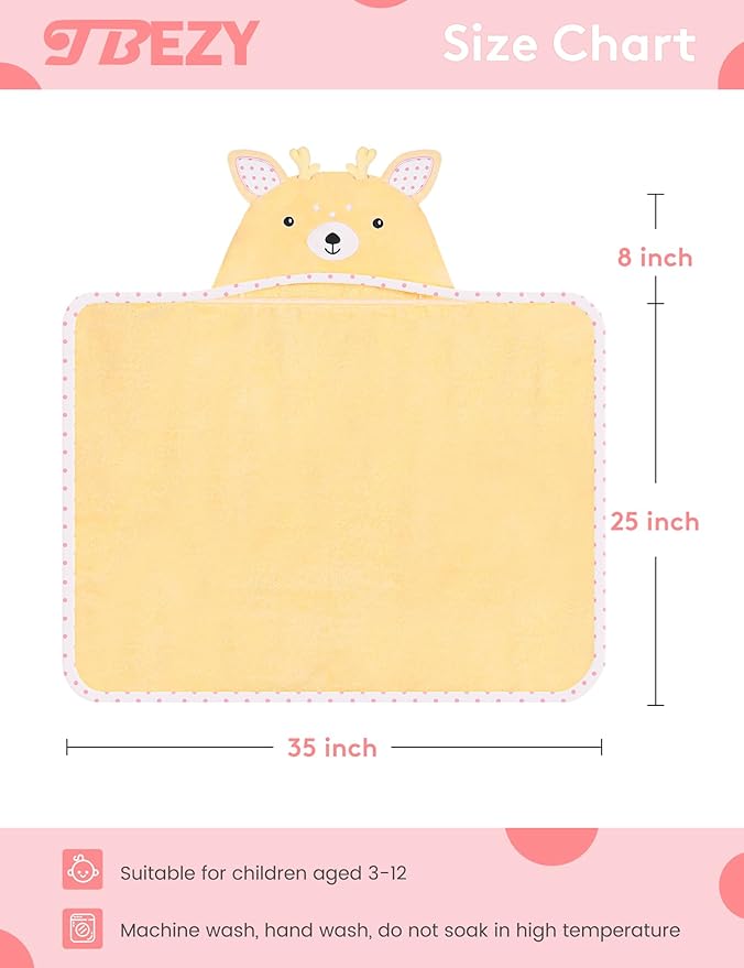 Baby Hooded Towel with Unique Animal Design Ultra Soft Thick Cotton Bath Towel for Newborn (Fawn)