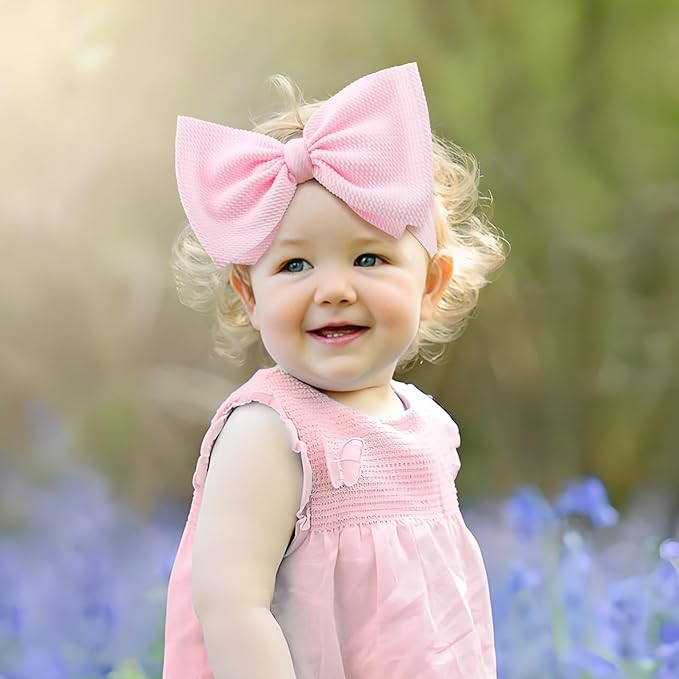 Rainbow Headbands for Baby Girls Hair Bows 2pcs Newborn Infant Toddler Kids Hair Accessories Pink Head Bow Colorful Stripes
