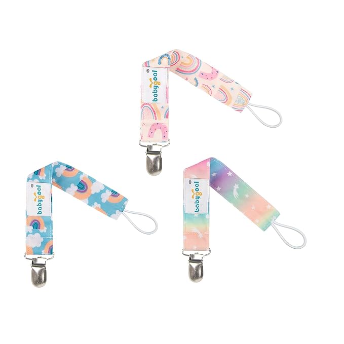 babygoal Rainbow Pacifier Clips, 6 Pack Pacifier Holder Fits for Most Pacifier Styles 6MP26-B