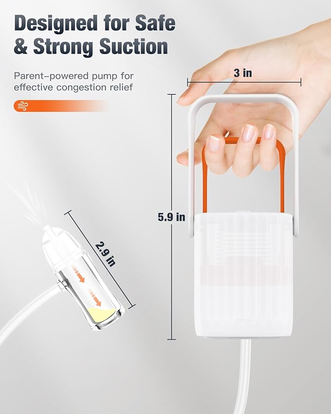 Baby Nasal Aspirator Manual Nose Sucker for Newborn & Infant, Manual Pump Silicone Snot Cleaner, Baby Registry Must Haves Newborn Essentials