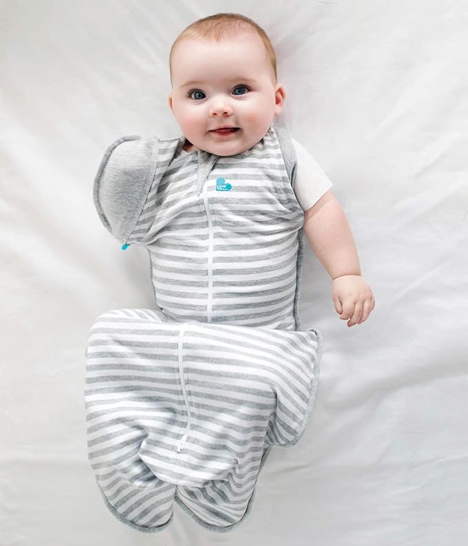 Love to Dream Swaddle UP 50/50 Transition Bag, Gray, X-Large, 24-30.5 lbs, Patented Zip-Off Wings, Gently Help Baby Safely Transition from Being swaddled to arms Free Before Rolling Over