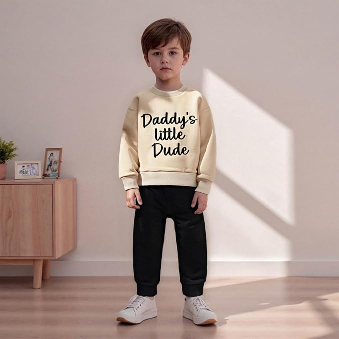 Baby Boy Fall Clothes Set Long Sleeve Letter Print Sweatshirt Pants Toddler Infant Outfits 6 12 18 24 Months 2T