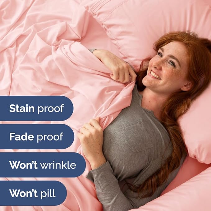 Full XL Size 4 Piece Sheet Set - Comfy Breathable & Cooling Bed Sheets Set - Hotel Luxury Bedding for Women, Men, Kids, Teens, Boys & Girls - Deep Pockets, Soft, Wrinkle Free - Oeko-Tex - Baby Pink