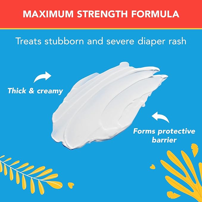 Triple Paste 3X Max Diaper Rash Ointment for Baby, Maximum Strength with 40% Zinc Oxide Ointment for Serious Diaper Rash, 2 oz Tube