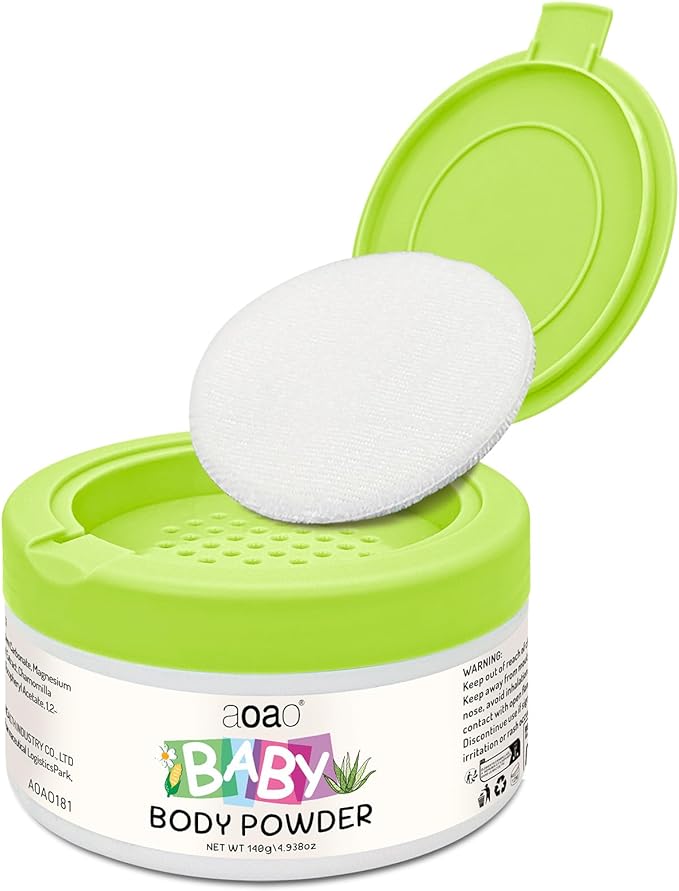 Plant-Based Baby Powder with Puff, Talc-Free Cornstarch Blend with Protect Zinc Oxide & Soothe Aloe, Help Prevent Diaper Rash, Gentle Absorption for Diaper Area, Sensitive Skin & Chafe Protection, 5oz