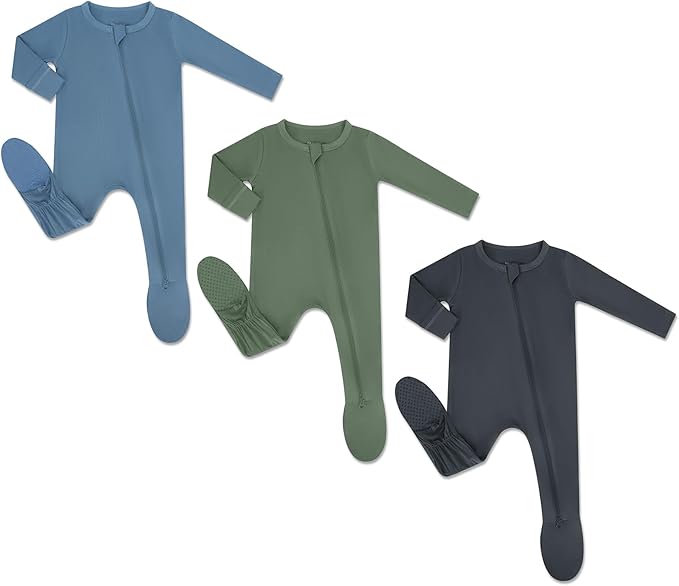 HAPIU Rayon from Bamboo Baby Footed Pajamas, 2 Way Premium Zipper, Footie for Baby Boy Girls, Newborn-24 Months