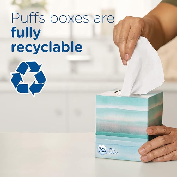 Puffs Ultra Soft Facial Tissues, 1 Family Size Box, 124 Facial Tissues Per Box (Pack of 4)