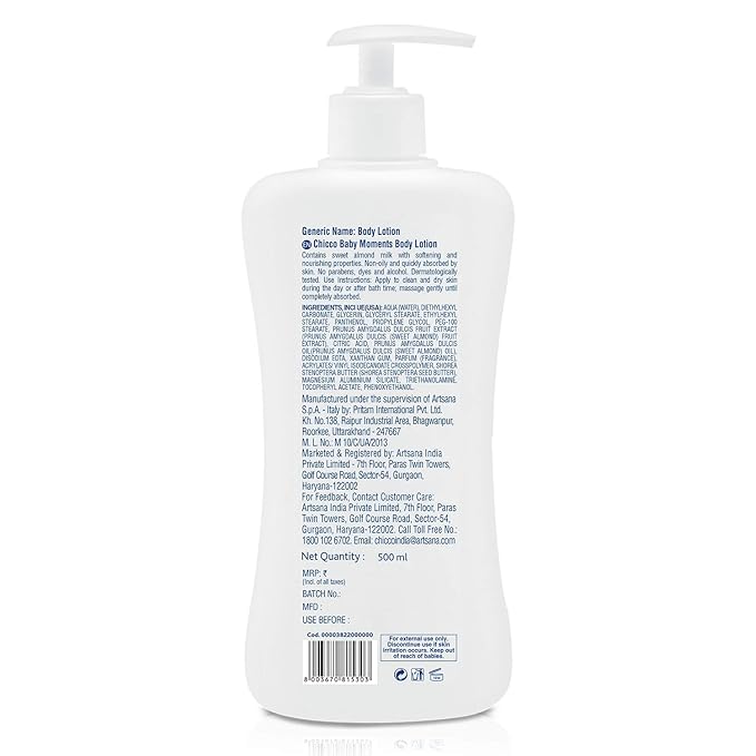 Chicco Baby Moment Body Lotion Size 500 Ml.