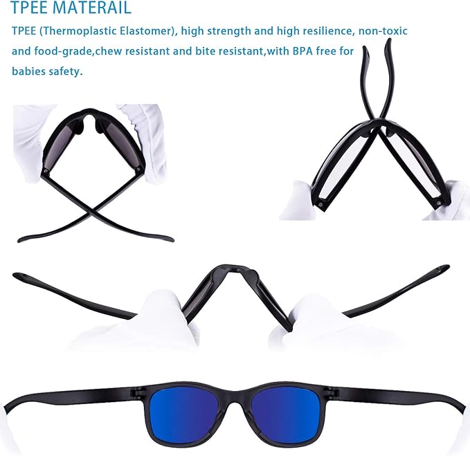 MAXJULI Baby Infant Sunglasses Safe, Soft, With Adjustable Strap 0-24 Months BPA Free 7002