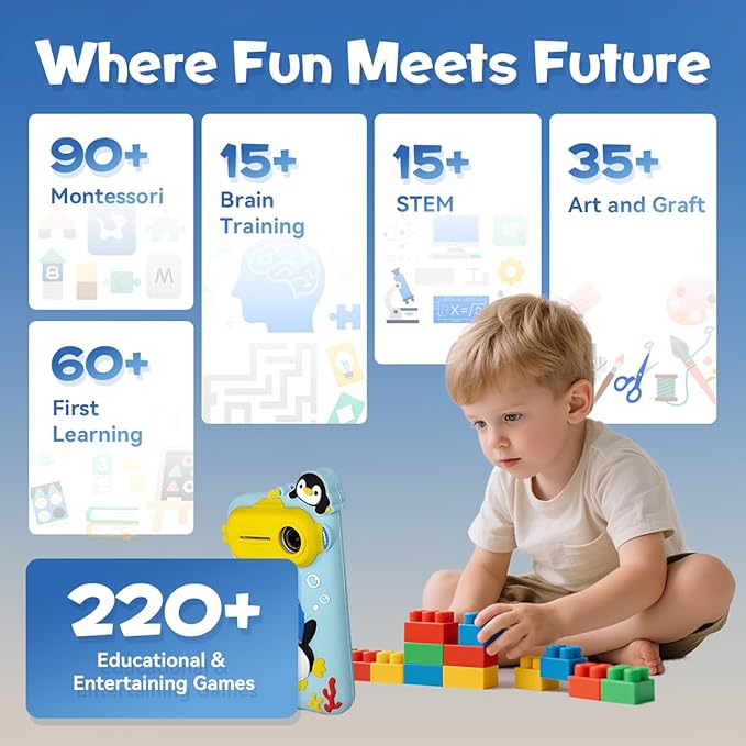 Kids Smart Phone, Educational Kids Toys Phone with 220+ Games, 3.97" Touchscreen, 5MP Camera, Parental Control, Learning Toddler Phone for Boys Ages 3-9