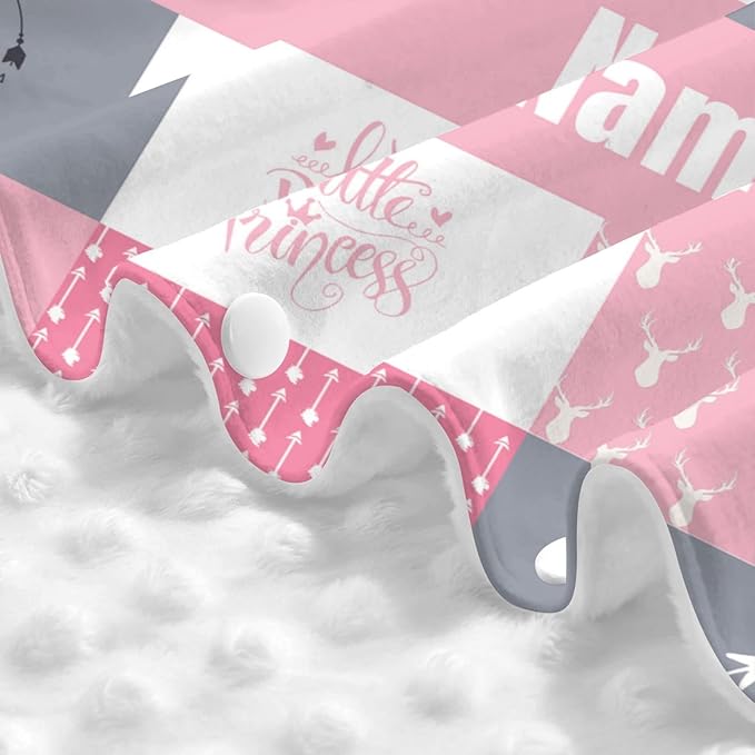 Personalized Woodland Deer Pink Baby Car Seat Canopy for Babies with Name, Custom Adventure Car Seat Covers for Girls, Opening Minky Nursing Breastfeeding Cover Infant Carseat Canopies for Newborn