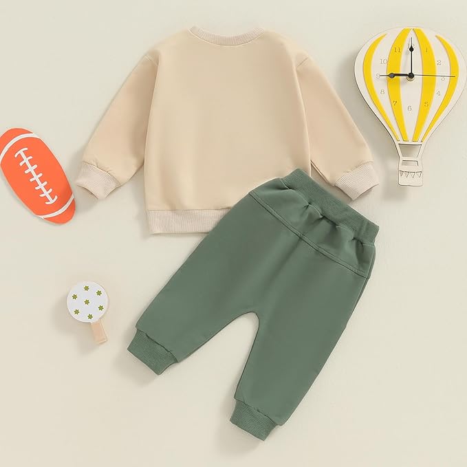 Baby Boy Fall Clothes Set Long Sleeve Letter Print Sweatshirt Pants Toddler Infant Outfits 6 12 18 24 Months 2T
