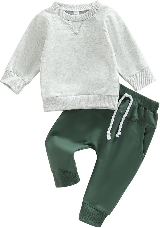 Toddler Baby Boy Fall Outfit Crewneck Long Sleeve Sweatshirt Tops Elastic Pants Jogger Cute Newborn Winter Clolthes Set