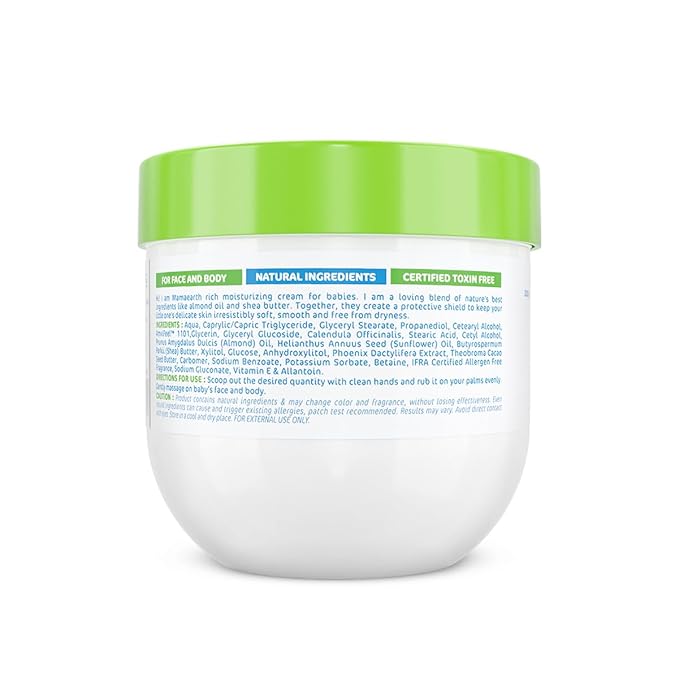 MAMAEARTH Rich Moisturizing Cream with Almond Oil & Shea Butter 7.05 Oz (200g)