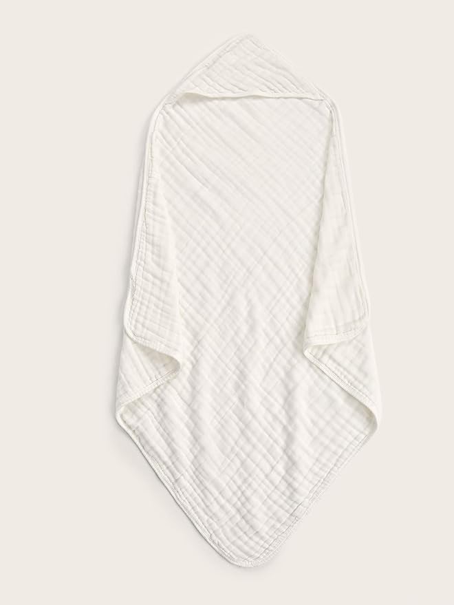 Muslin Hooded Baby Towels 6 Pack - 32x32 Inches, Premium 6-Layer 100% Cotton Extra Soft Absorbent Bath Towels for Infant, Newborn Gift Set (6 Pure Colors)