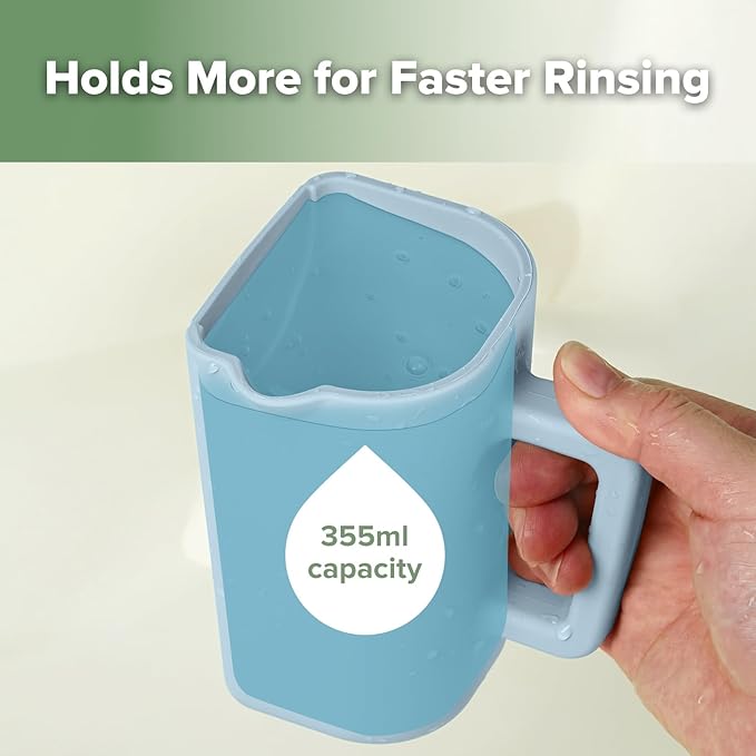haakaa Gentle Pour Bath Rinse Cup | Food Grade Silicone Shampoo & Body Washing Rinser Cup for Kids with Easy Grip Handle - Sea Breeze