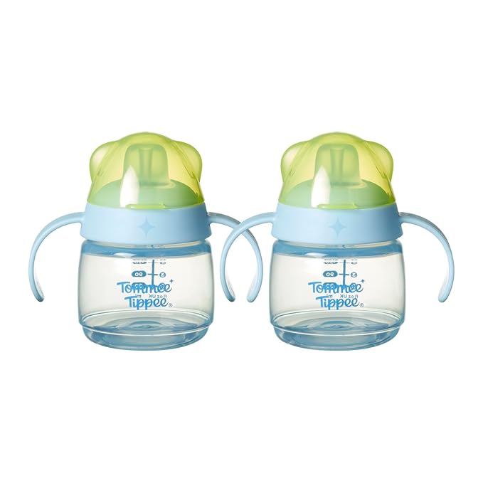 Tommee Tippee Transition Baby Sippy Cup With Spout, Ages 4 Months and Up, 5 oz, Leak-Proof Silicone Spout, Easy Grip Handles, Pink, Pack of 2