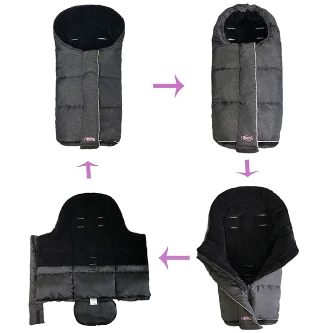 German Designed Winter Tour Waterproof Stroller Footmuff,Width Adjustable Design Fits Baby Grows Stroller Bunting Bag Toddler 6-36M,Black